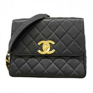 Chanel Matelasse Chain Shoulder Bag, Deca Coco Caviar Skin, Black, Women's